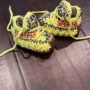 Handmade Crochet Kids Shoes - Yellow and Brown/ Ittzy